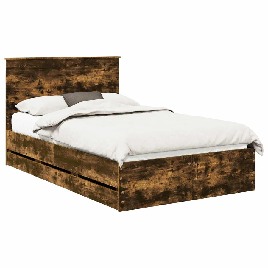 Cadre de lit Chêne fumé 135 x 190 cm Bois Ingénierie - 2