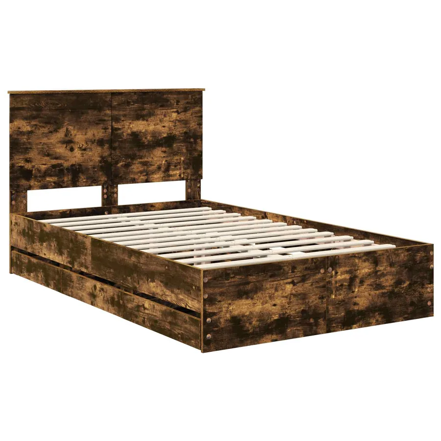 Cadre de lit Chêne fumé 135 x 190 cm Bois Ingénierie - 4