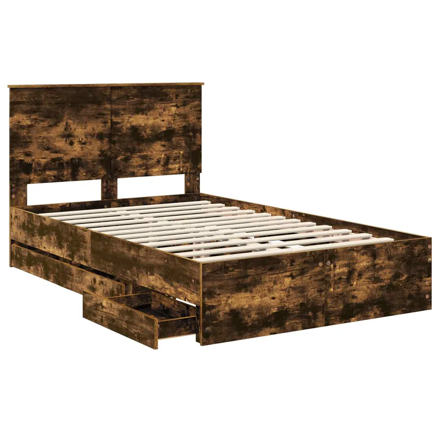 Cadre de lit Chêne fumé 135 x 190 cm Bois Ingénierie - 5
