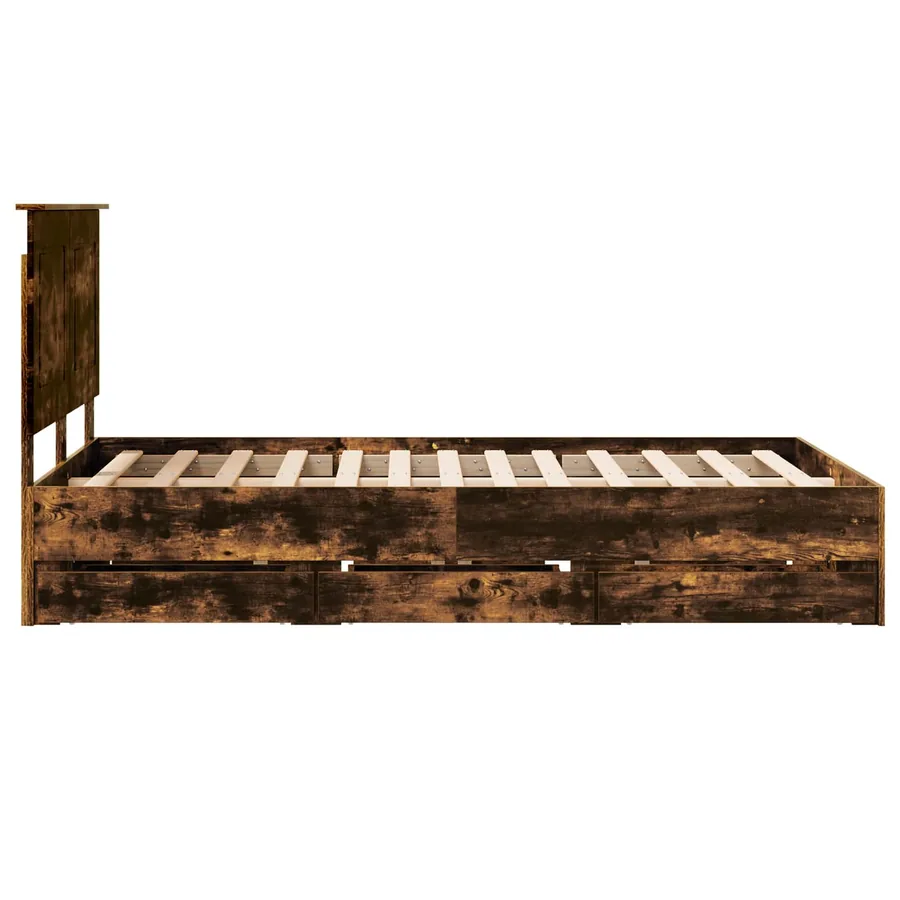 Cadre de lit Chêne fumé 135 x 190 cm Bois Ingénierie - 9