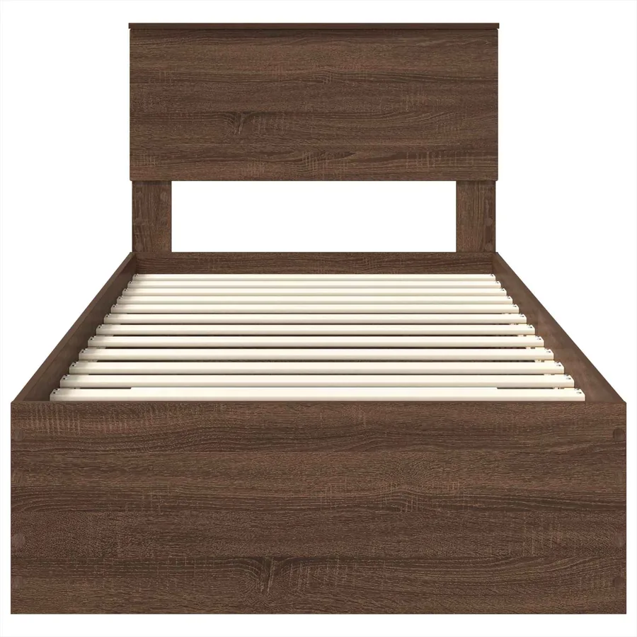 Cadre de lit avec tiroir Chêne Marron et Argent 75 x 190 cm - 7