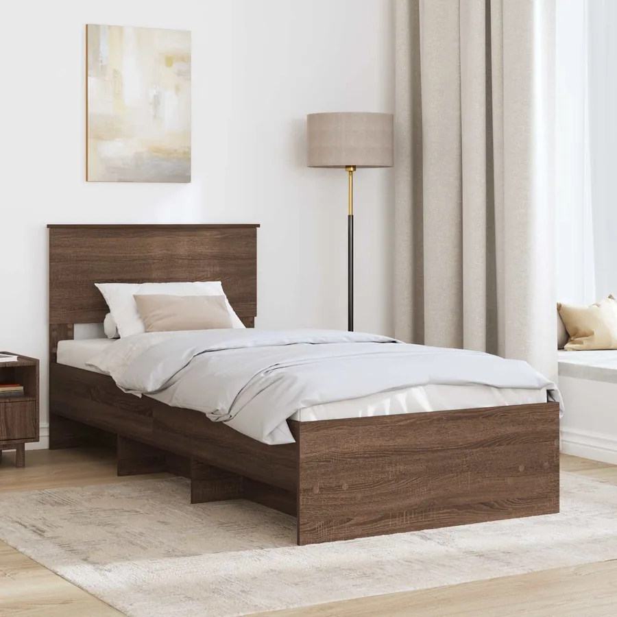 Cadre de lit Chêne brun 80 x 200 cm Bois d'ingénierie - 3