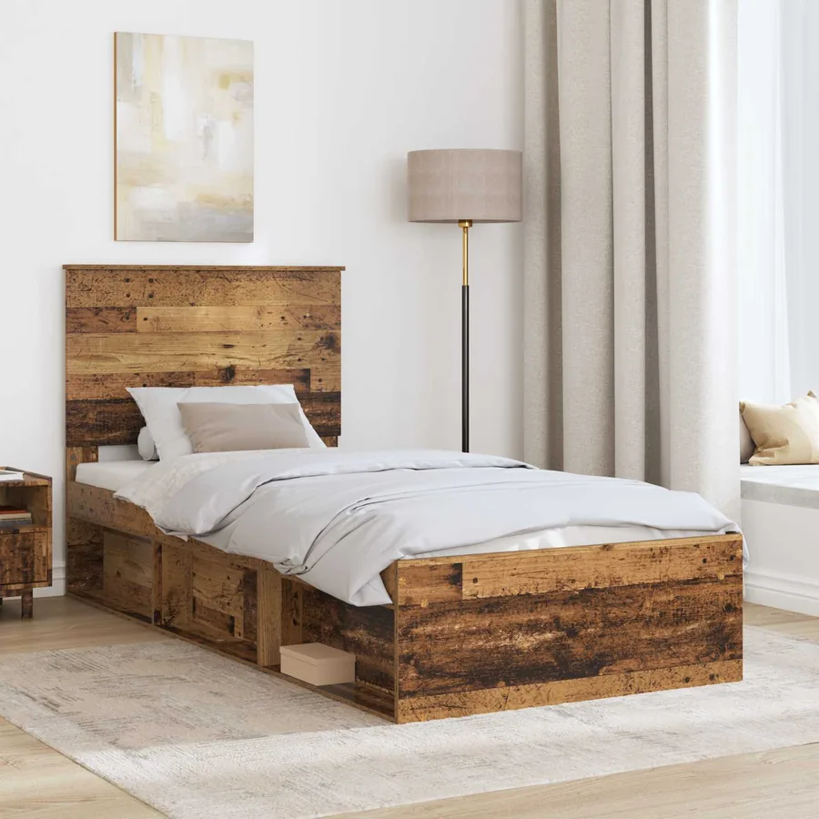 Cadre de lit Bois ancien 75 x 190 cm Bois de pin massif - 3