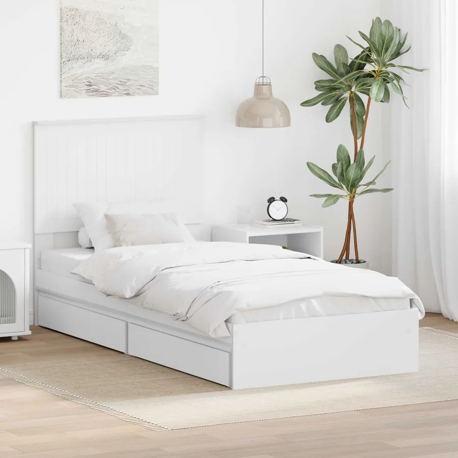Lit de Rangement Blanc 90 x 200 cm Bois d'ingénierie