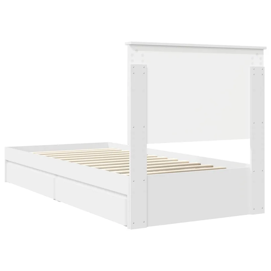 Lit de Rangement Blanc 90 x 200 cm Bois d'ingénierie - 8