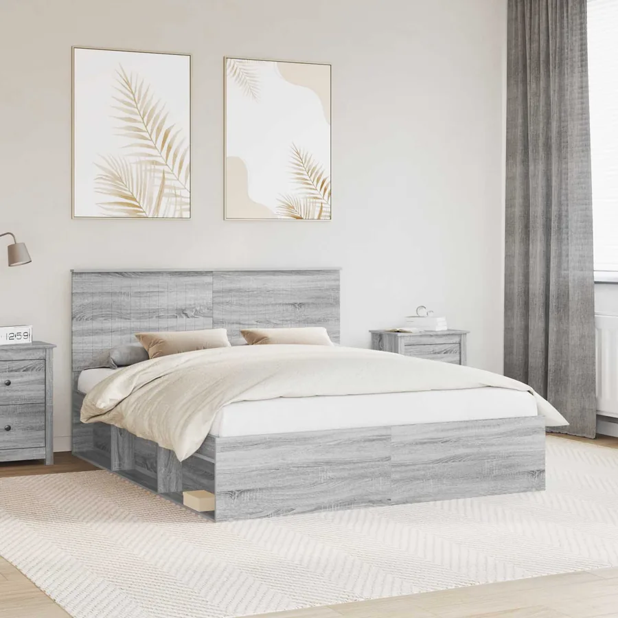 Cadre de lit Gris Sonoma 160 x 200 cm Bois de pin massif