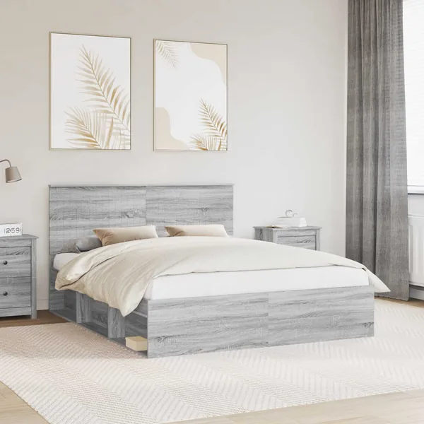 Cadre de lit Gris Sonoma 160 x 200 cm Bois de pin massif