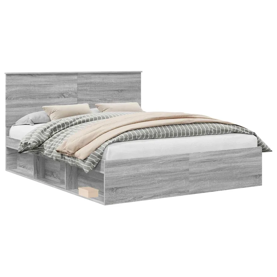 Cadre de lit Gris Sonoma 160 x 200 cm Bois de pin massif - 2