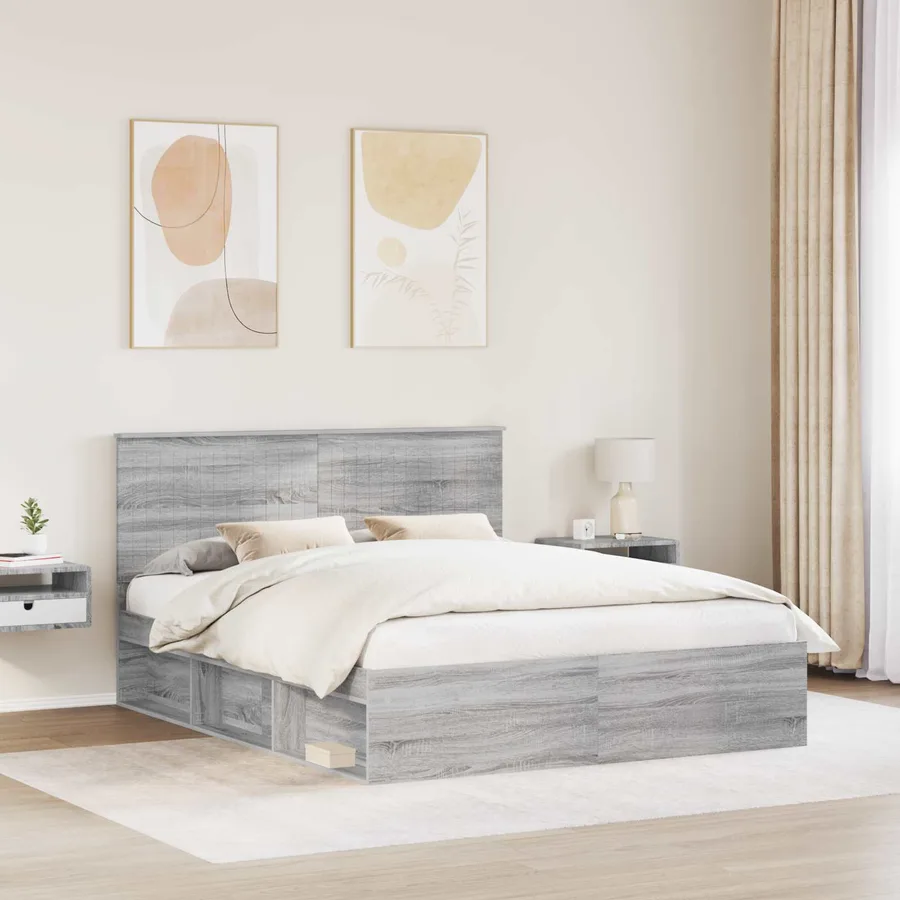 Cadre de lit Gris Sonoma 160 x 200 cm Bois de pin massif - 3
