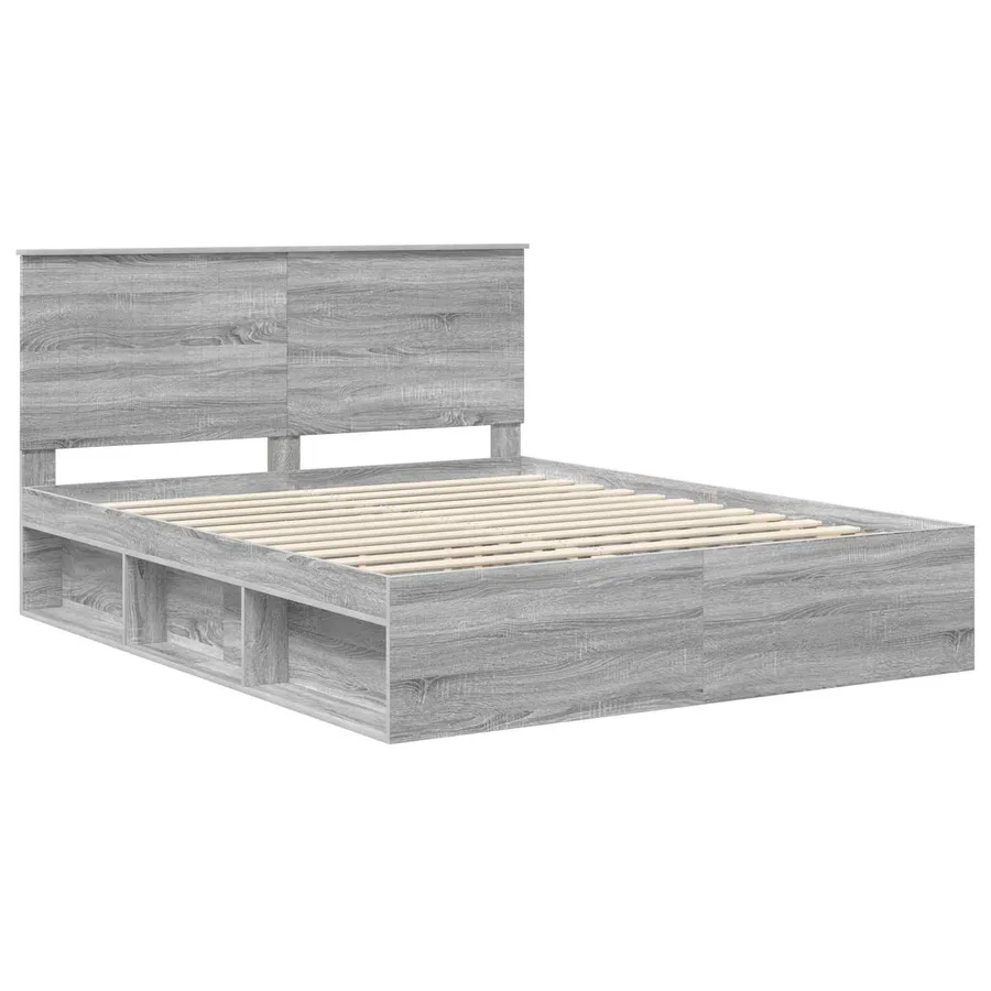 Cadre de lit Gris Sonoma 160 x 200 cm Bois de pin massif - 4