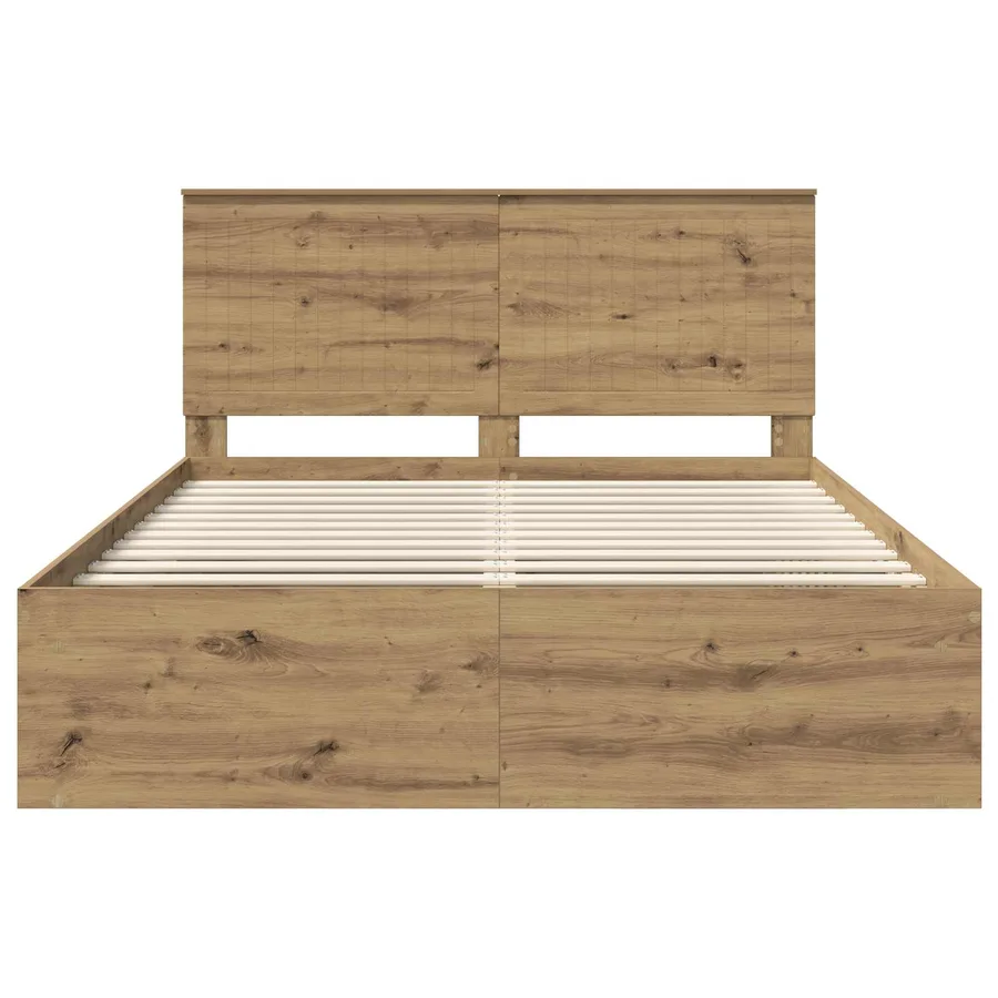 Cadre de lit Chêne artisan 150 x 200 cm Bois de pin massif - 7