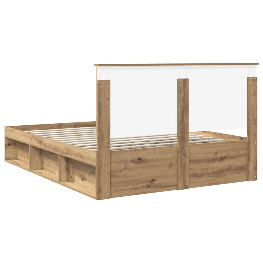Cadre de lit Chêne artisan 150 x 200 cm Bois de pin massif - 9