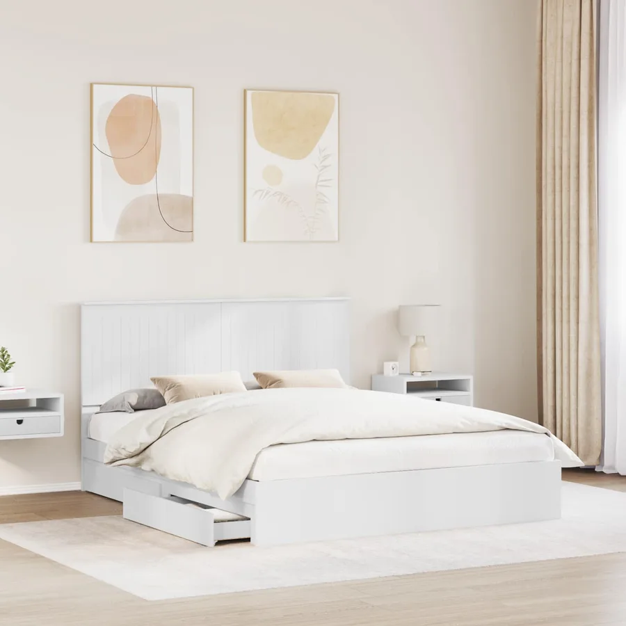 Lit de Rangement Blanc 160 x 200 cm Bois d'ingénierie - 3
