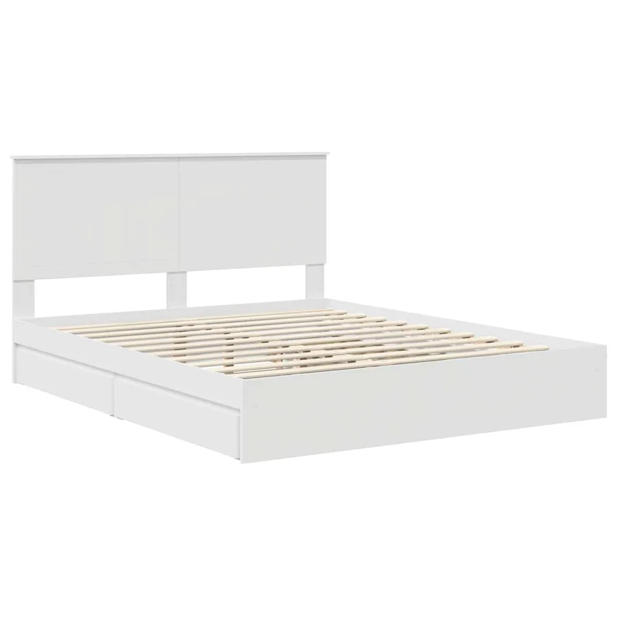 Lit de Rangement Blanc 160 x 200 cm Bois d'ingénierie - 4