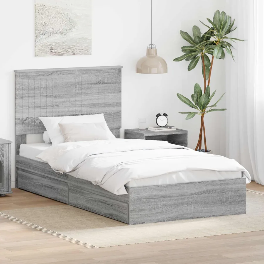 Lit de Rangement Gris Sonoma 100 x 200 cm Bois d'ingénierie