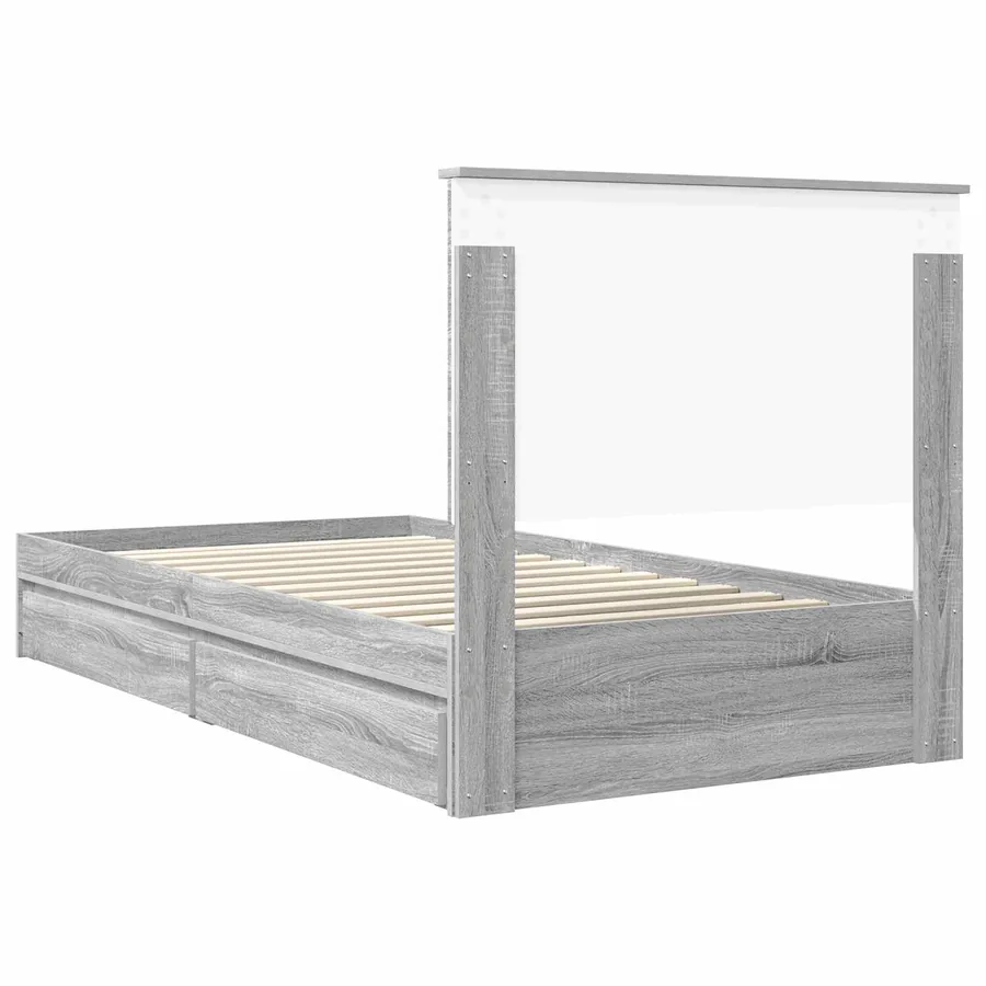 Lit de Rangement Gris Sonoma 100 x 200 cm Bois d'ingénierie - 10