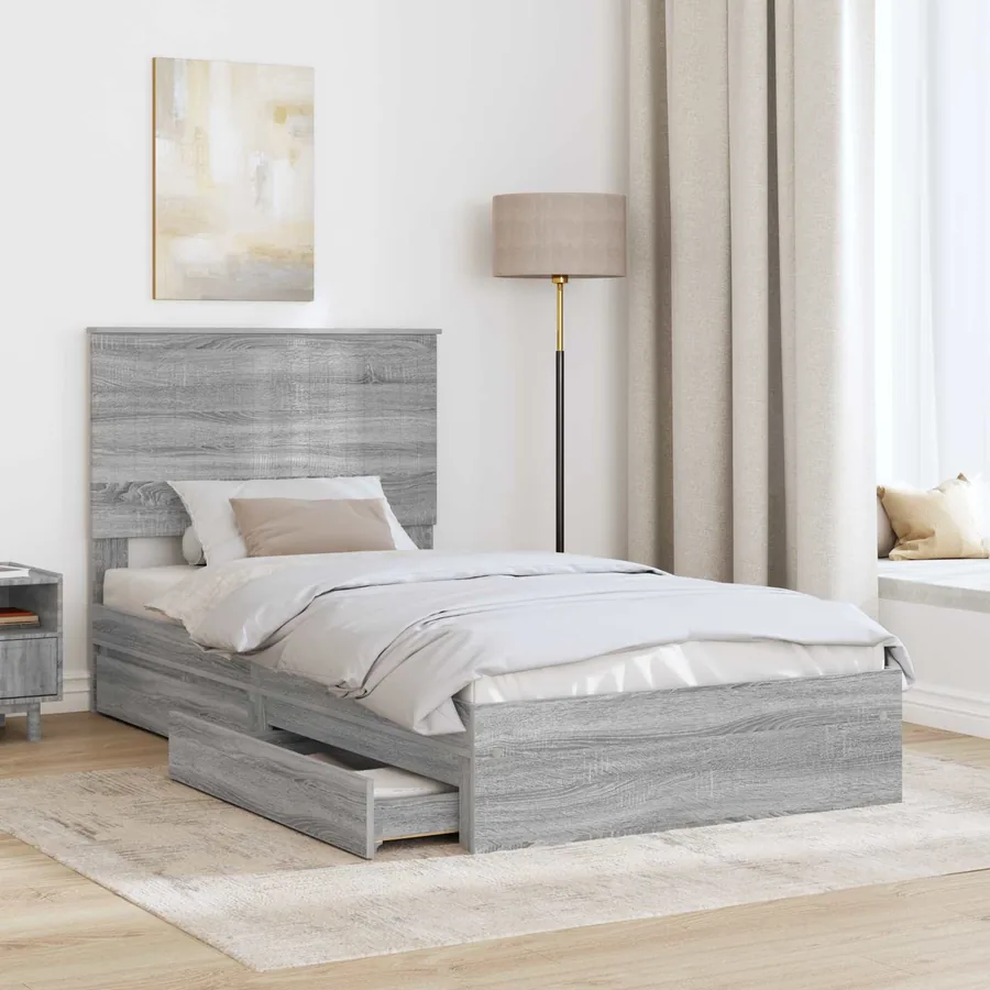 Lit de Rangement Gris Sonoma 100 x 200 cm Bois d'ingénierie - 3