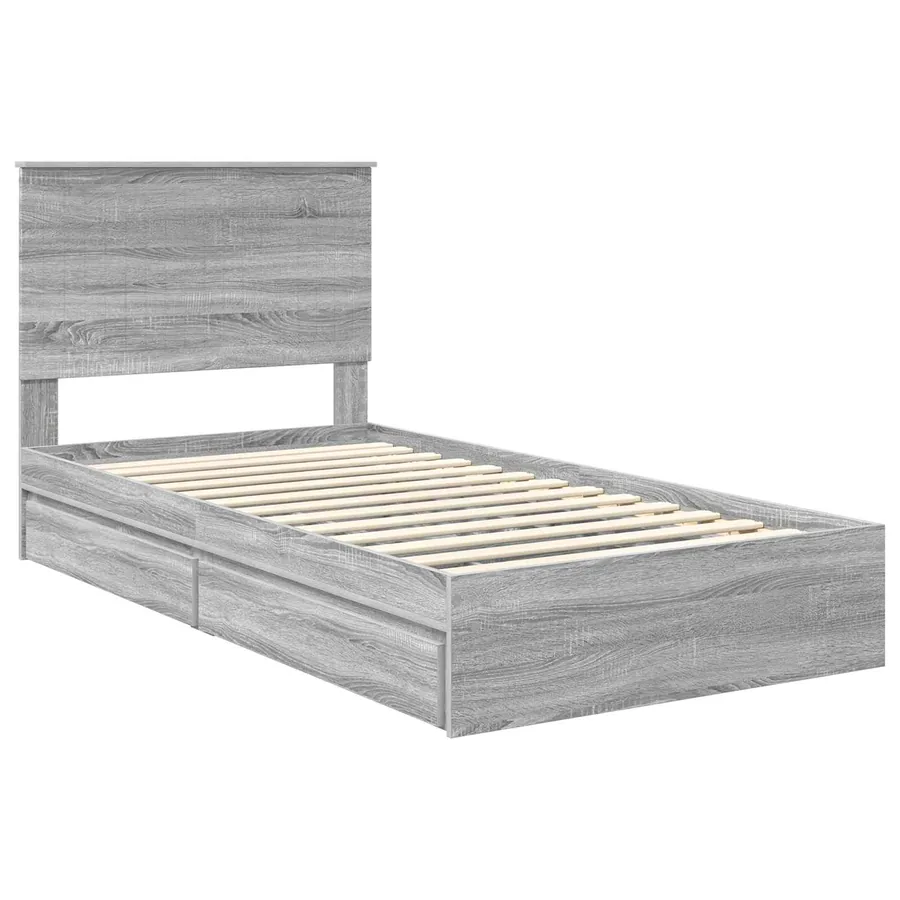 Lit de Rangement Gris Sonoma 100 x 200 cm Bois d'ingénierie - 4