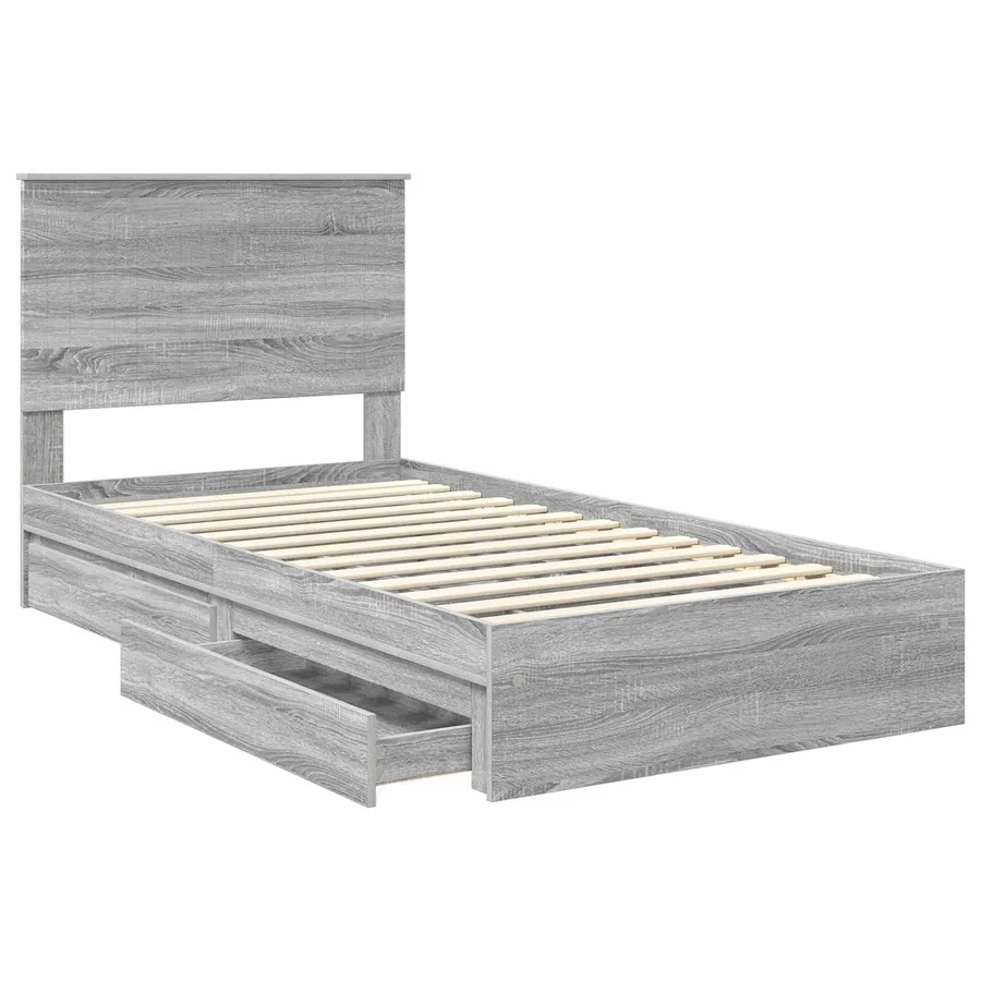 Lit de Rangement Gris Sonoma 100 x 200 cm Bois d'ingénierie - 5