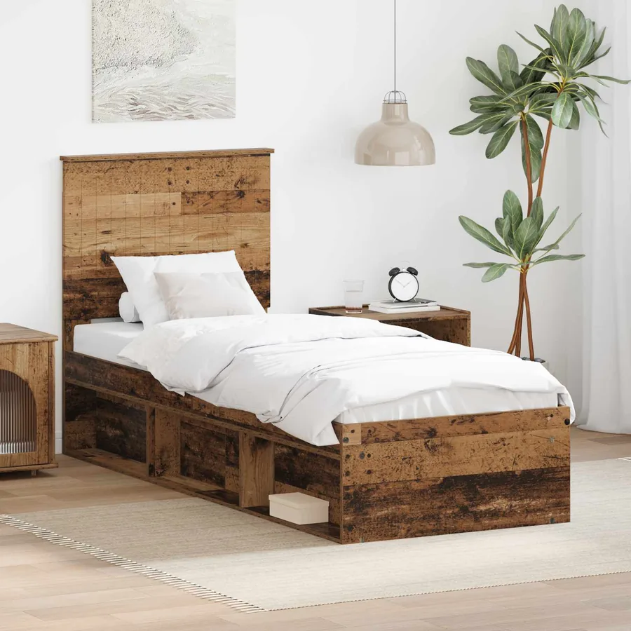 Cadre de lit Bois ancien 75 x 190 cm Bois de pin massif