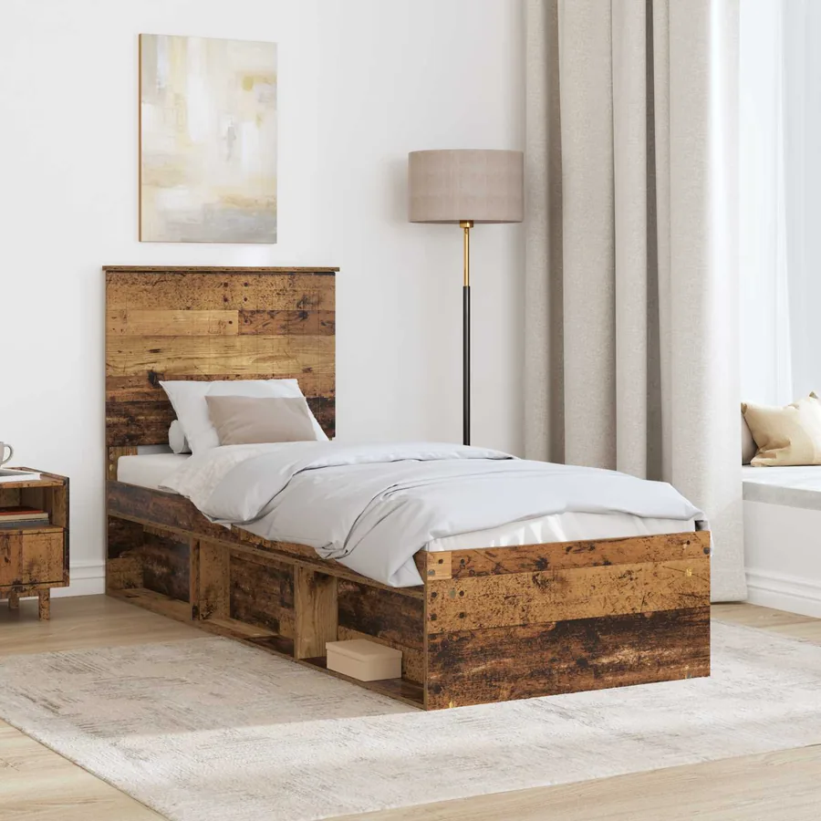 Cadre de lit Bois ancien 75 x 190 cm Bois de pin massif - 3