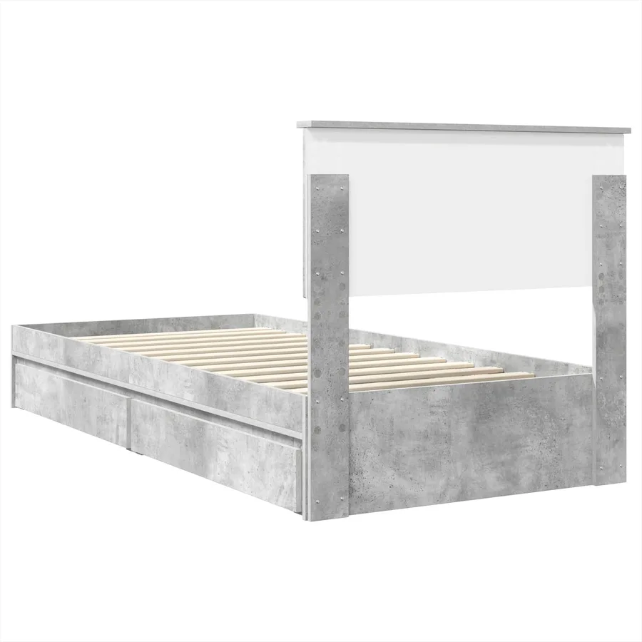 Lit de Rangement Gris béton 90 x 190 cm Bois d'ingénierie - 10