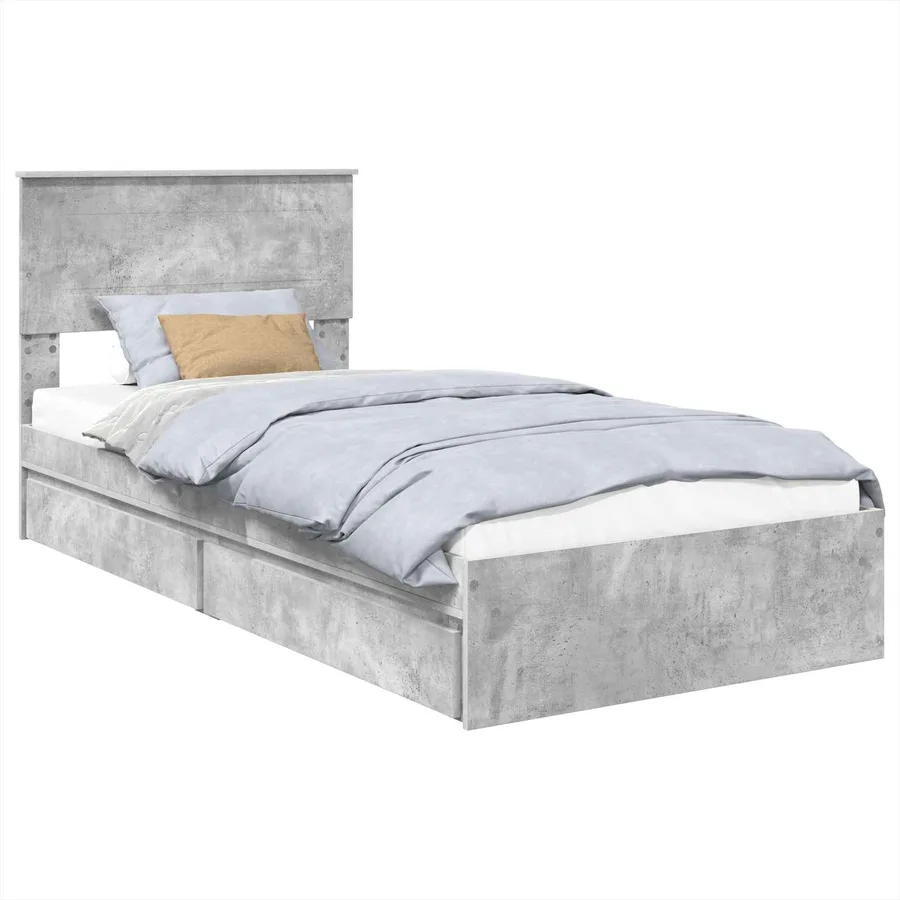 Lit de Rangement Gris béton 90 x 190 cm Bois d'ingénierie - 2
