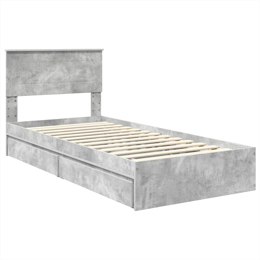 Lit de Rangement Gris béton 90 x 190 cm Bois d'ingénierie - 4
