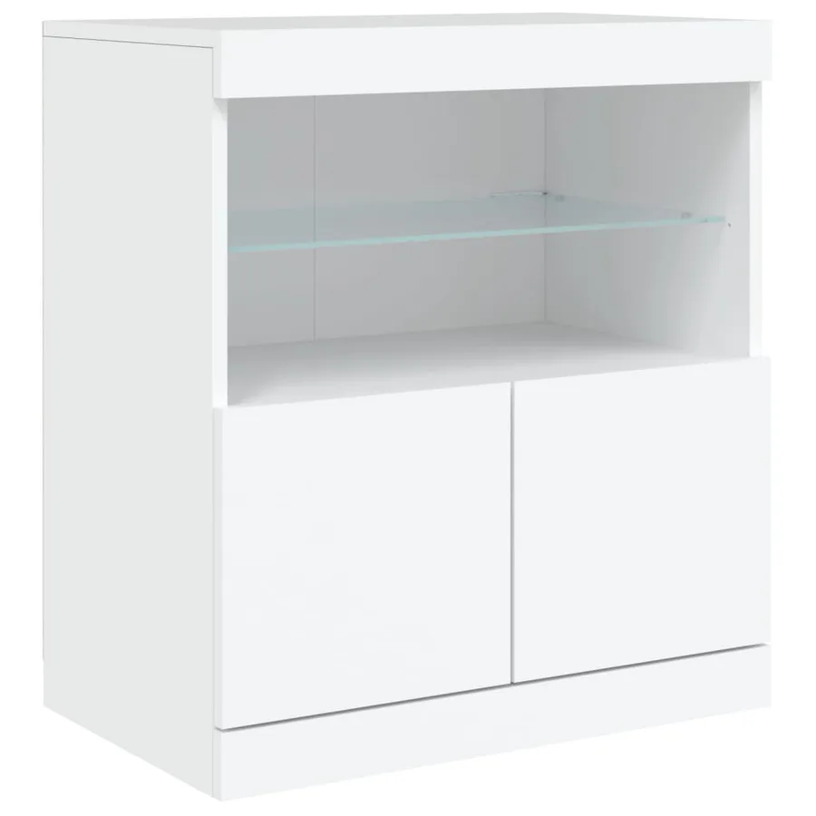 Buffet avec lumières LED blanc 283x37x67 cm - 12