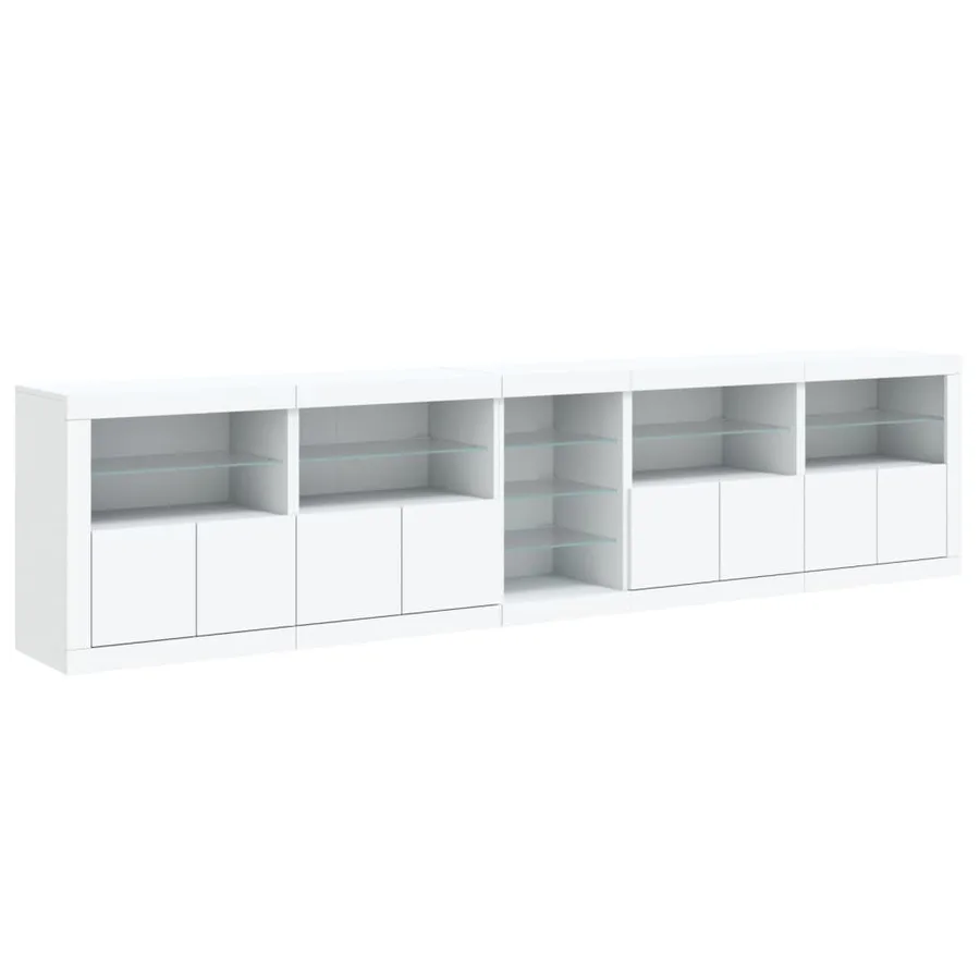 Buffet avec lumières LED blanc 283x37x67 cm - 6