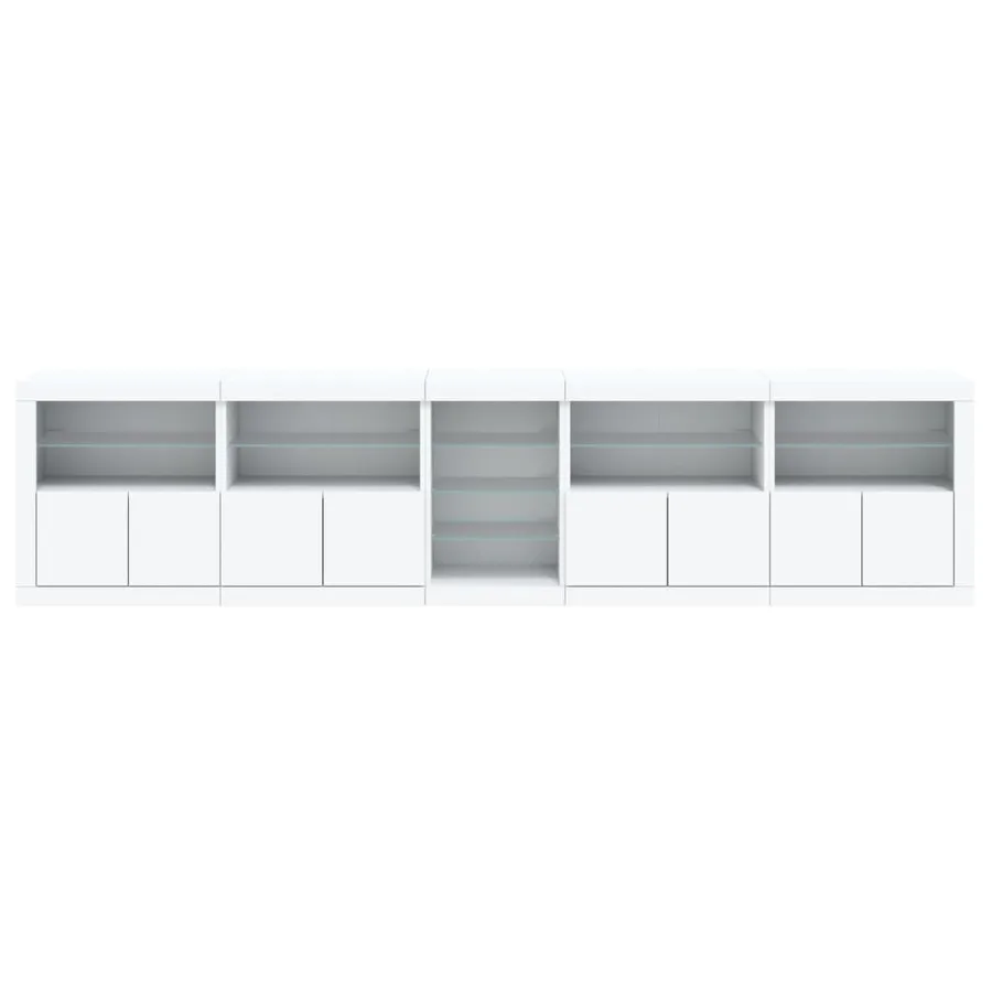 Buffet avec lumières LED blanc 283x37x67 cm - 7