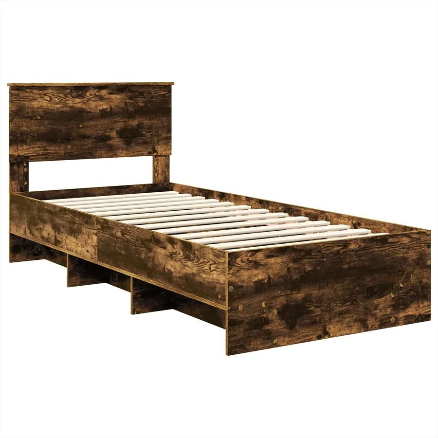 Cadre de lit Chêne fumé 90 x 200 cm Bois d'ingénierie - 4
