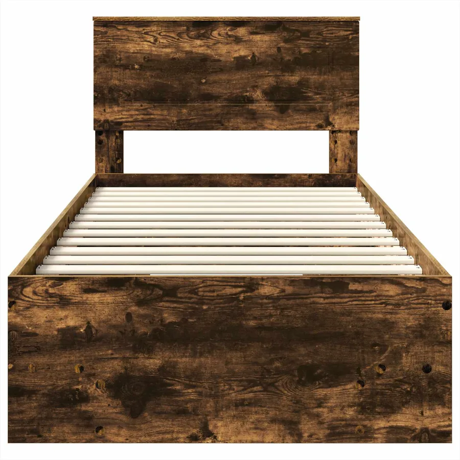 Cadre de lit Chêne fumé 90 x 200 cm Bois d'ingénierie - 7
