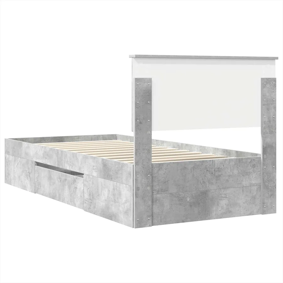 Cadre de lit Gris béton 90 x 200 cm Bois d'ingénierie - 10