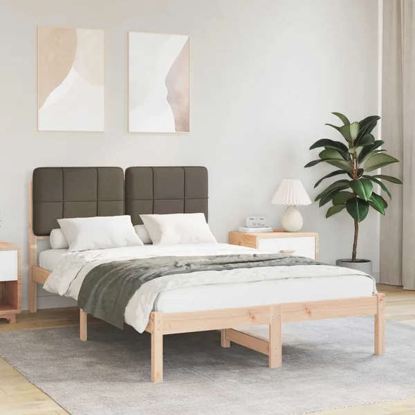 Cadre de lit avec tête de lit rembourrée Taupe 120 x 190 cm