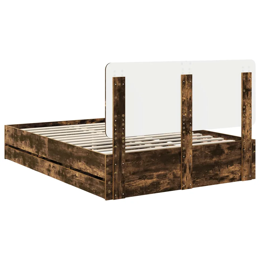 Cadre de lit Chêne fumé 160 x 200 cm Bois Ingénierie - 10