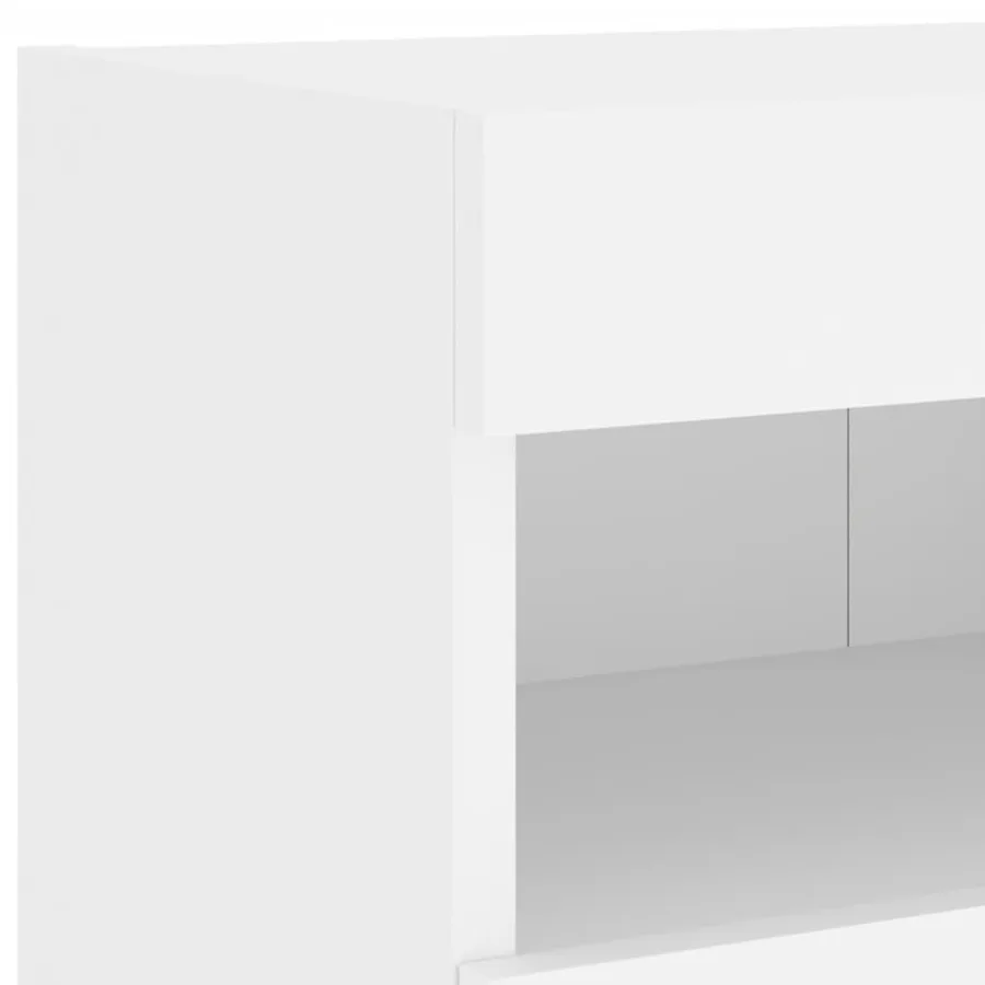 Unités murales TV avec LED 5 pcs blanc bois d'ingénierie - 13