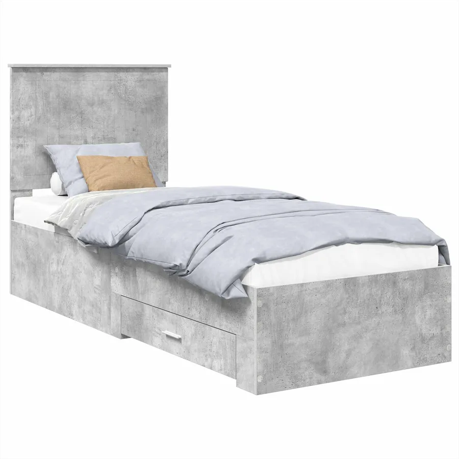 Cadre de lit Gris Béton et Argent 70 x 190 cm Bois d'ingénierie - 2