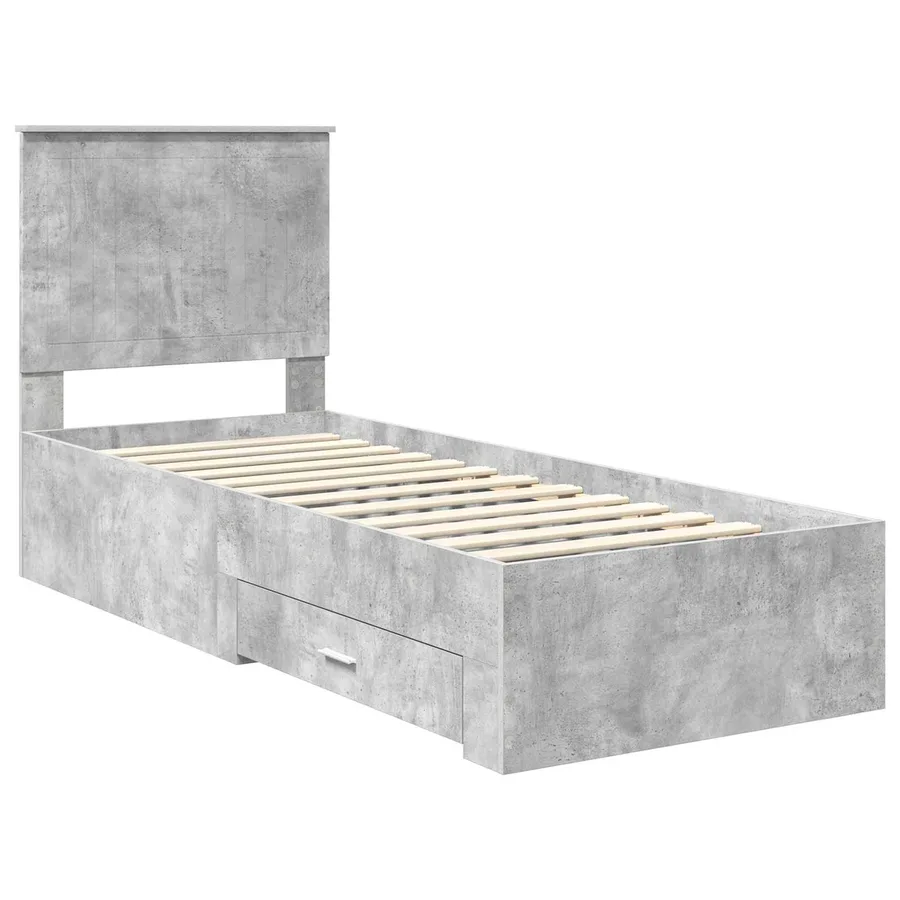 Cadre de lit Gris Béton et Argent 70 x 190 cm Bois d'ingénierie - 4