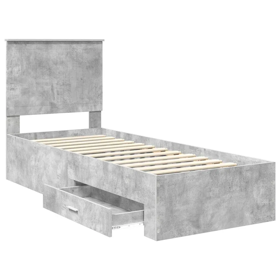 Cadre de lit Gris Béton et Argent 70 x 190 cm Bois d'ingénierie - 5