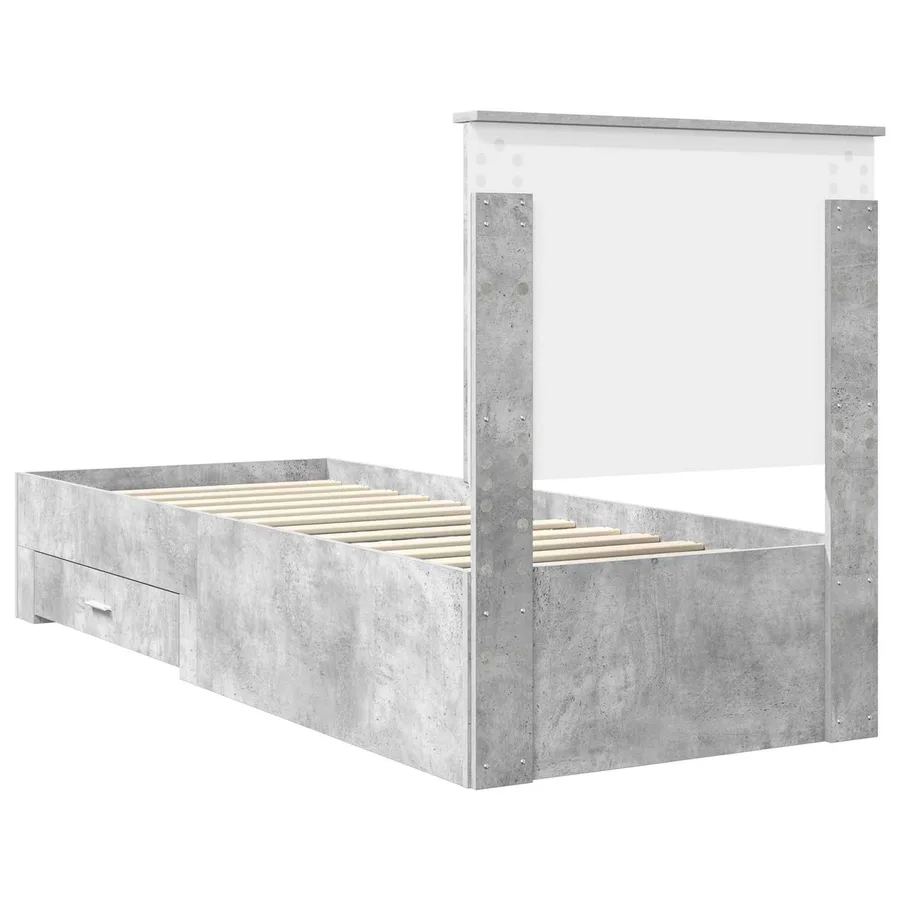 Cadre de lit Gris Béton et Argent 70 x 190 cm Bois d'ingénierie - 9