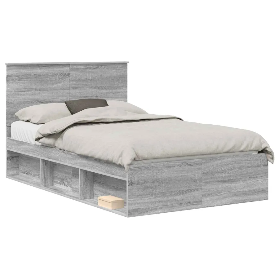 Cadre de lit Gris Sonoma 120 x 190 cm Bois de pin massif - 2