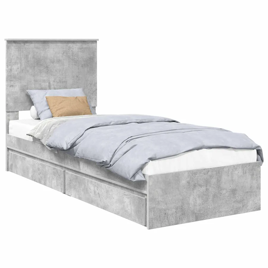 Lit de Rangement Gris béton 75 x 190 cm Bois d'ingénierie - 2