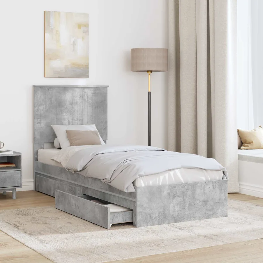 Lit de Rangement Gris béton 75 x 190 cm Bois d'ingénierie - 3