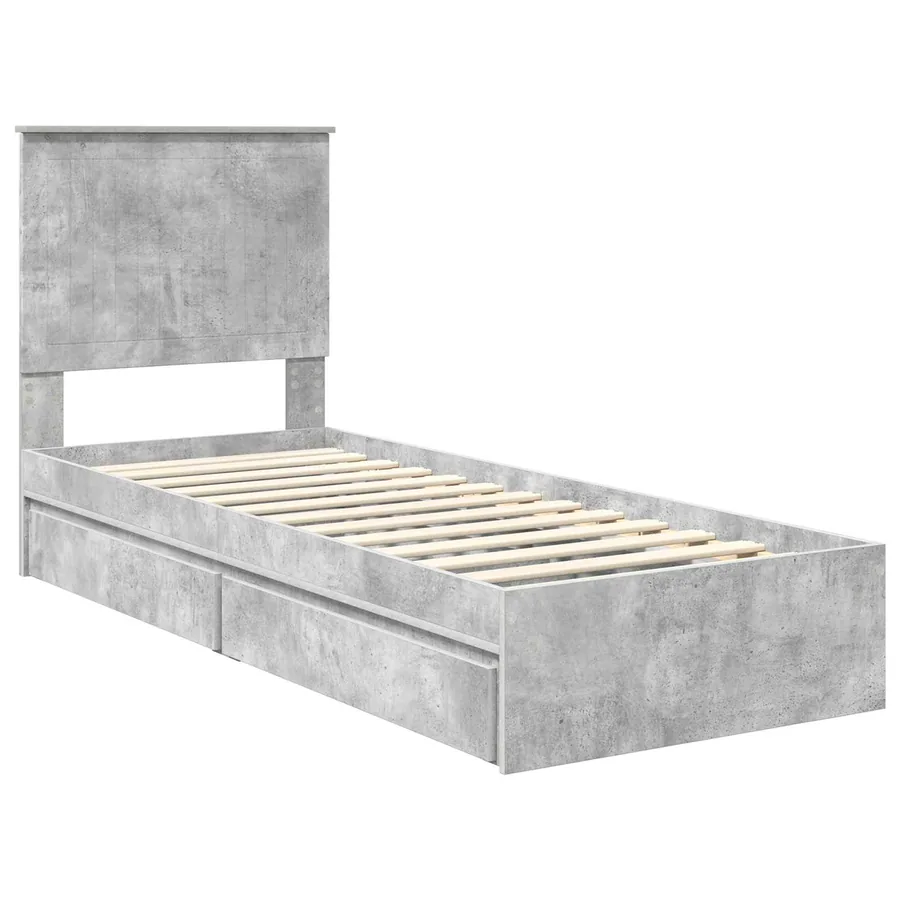 Lit de Rangement Gris béton 75 x 190 cm Bois d'ingénierie - 4