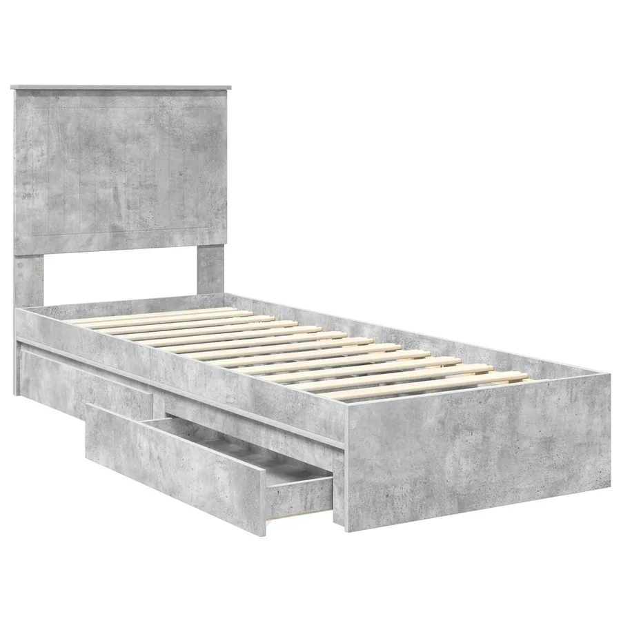 Lit de Rangement Gris béton 75 x 190 cm Bois d'ingénierie - 5