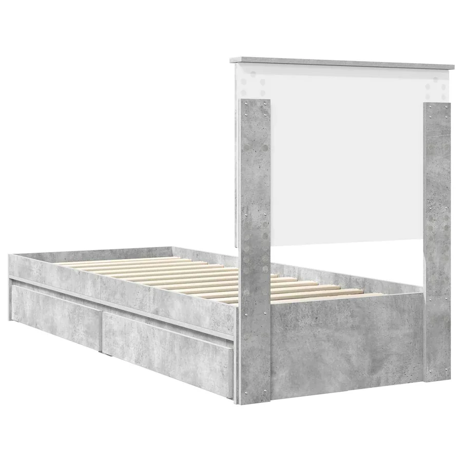 Lit de Rangement Gris béton 75 x 190 cm Bois d'ingénierie - 8