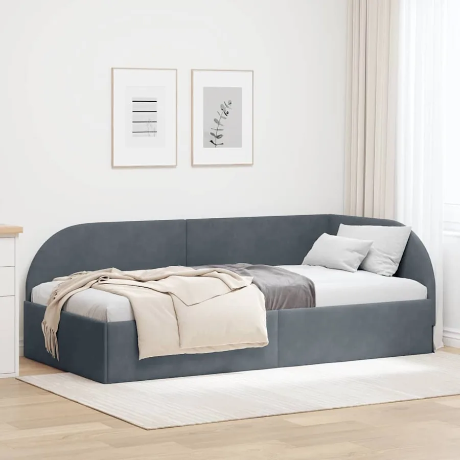 Cadre de lit d'angle Gris foncé 80 cm x 200 cm Velours
