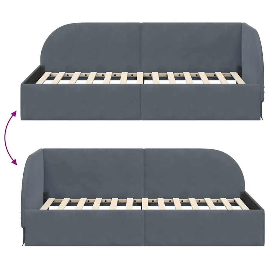 Cadre de lit d'angle Gris foncé 80 cm x 200 cm Velours - 9