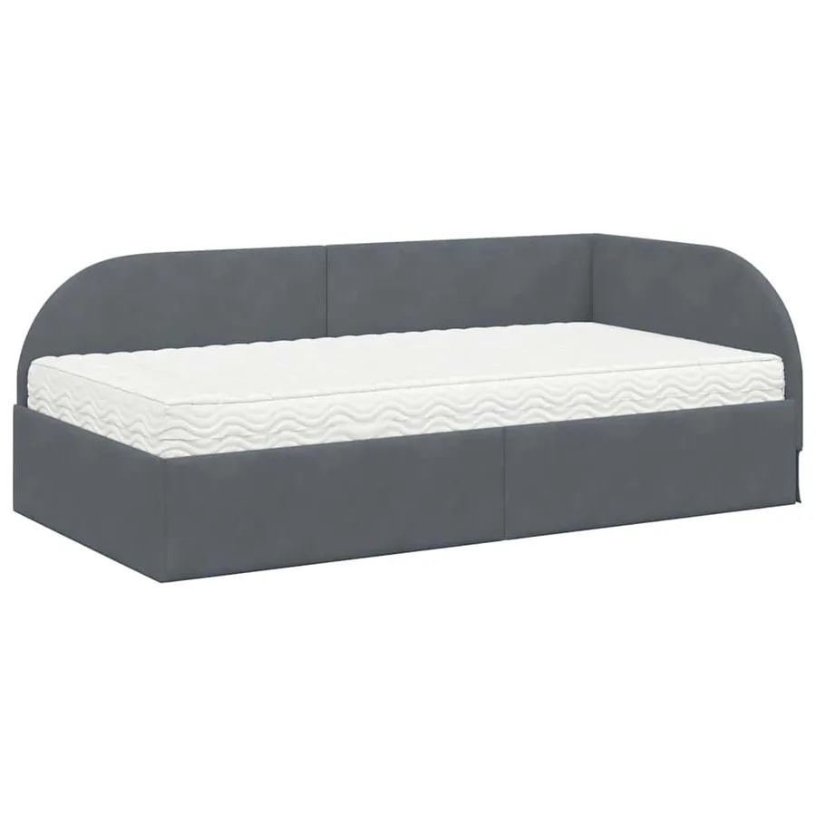 Cadre de lit d'angle avec matelas 2 pcs Gris Velours - 4